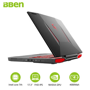 Bben Notebook Windows 10 Intel Core i7-7700HQ quad Core 17.3 inch IPS Screen 32GB DDR4 RAM  M.2 512GB SSD 2TB HDD Laptop