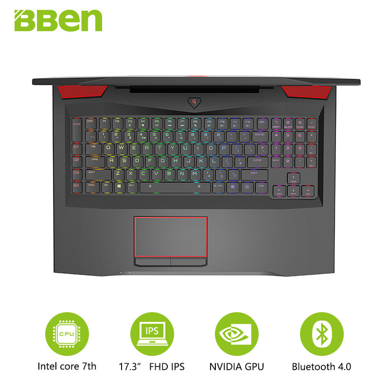 Bben laptop 17.3inch FHD Intel QUAD Core i7-7700HQ CPU DDR4 RAM 16G , 256G SSD ,1TB HDD NVIDIA GEFORCE GTX1060 Windows 10