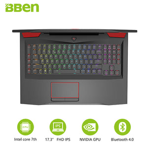 Bben laptop 17.3inch FHD Intel QUAD Core i7-7700HQ CPU DDR4 RAM 16G , 256G SSD ,1TB HDD NVIDIA GEFORCE GTX1060 Windows 10