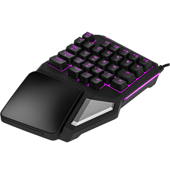 Delux T9 Pro Single Hand Professional Gaming Keyboard Mini Keyboard 7 Color LED Backlit for Windows Computer OS Mackbook