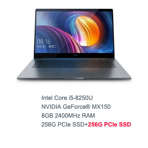 Original Xiaomi Mi Laptop Pro 15.6 Inch Intel Quad Core NVIDIA GeForce MX150 1920x1080 FHD Fingerprint Unlock Dark Grey