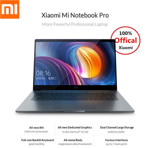 Xiaomi Mi Notebook Pro 15.6 inch 16:9 1920*1080 IPS 256GB SSD Windows 10 Intel Core i5/i7 Quad Core Laptop Fingerprint Dual WiFi