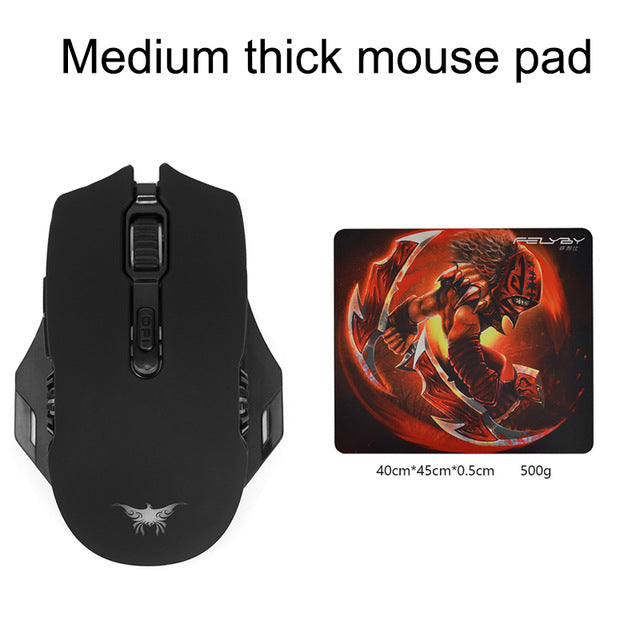 FELYBY Professional 6000DPI Wireless Optical Gaming Mouse for Computer Laptop Smart Dual Mode Mice 7 color Backlight Breathing