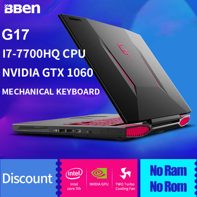 Bben 17.3" Win10 Laptop Intel I7 gaming computer I7 7700HQ Processor NVIDIA GTX1060 6G graphic card Ram/SSD/HDD BT4.0 Wifi RJ45