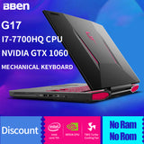 Bben 17.3" Win10 Laptop Intel I7 gaming computer I7 7700HQ Processor NVIDIA GTX1060 6G graphic card Ram/SSD/HDD BT4.0 Wifi RJ45